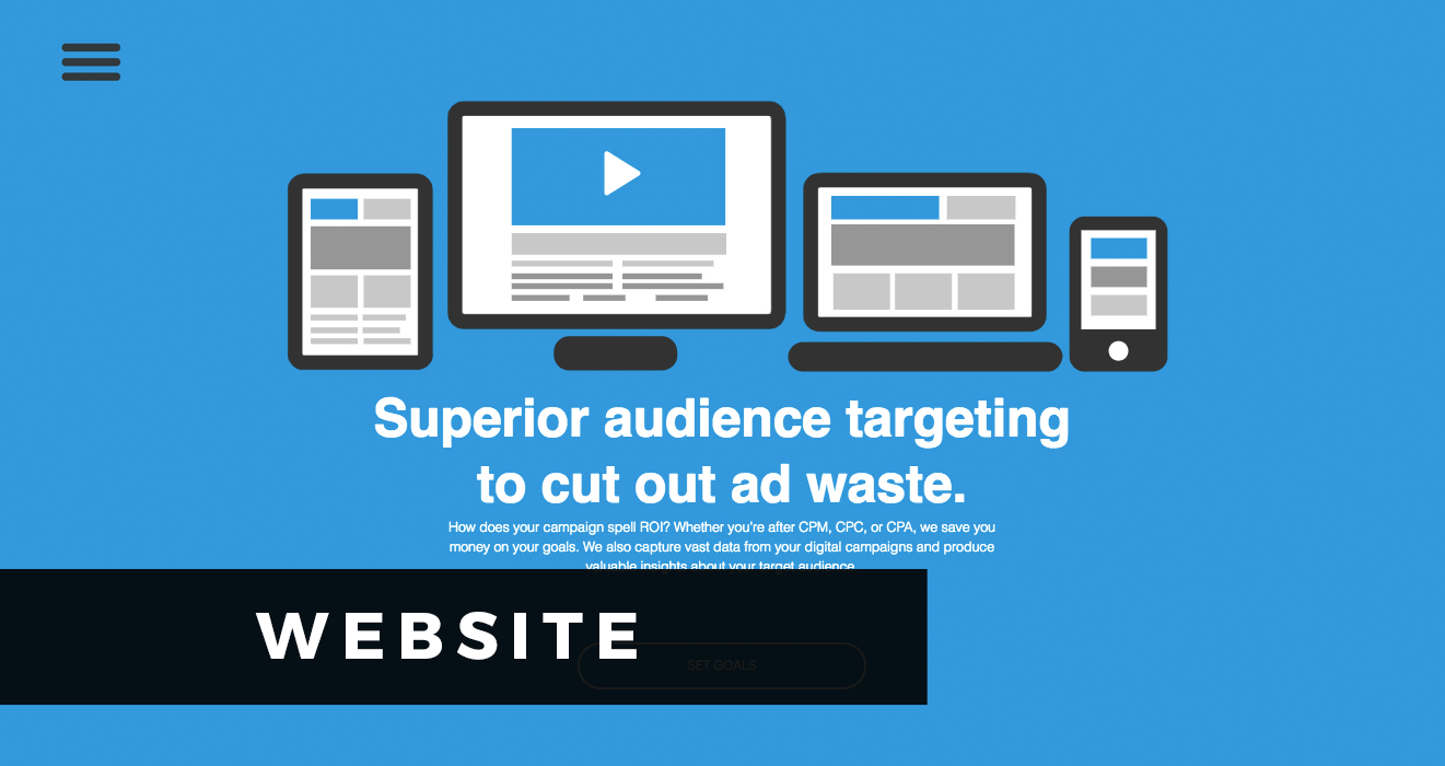 Third slide of custom advertisement icons on blanket the web website